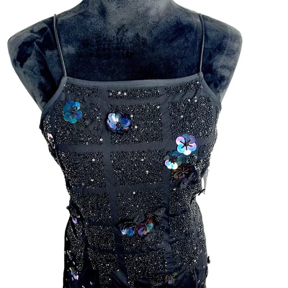 Aidan Mattox Dresses | Aidan Mattox Embroidered Sequin Black Dress | Color: Black | Size: 8 | Cettaboutique's Closet